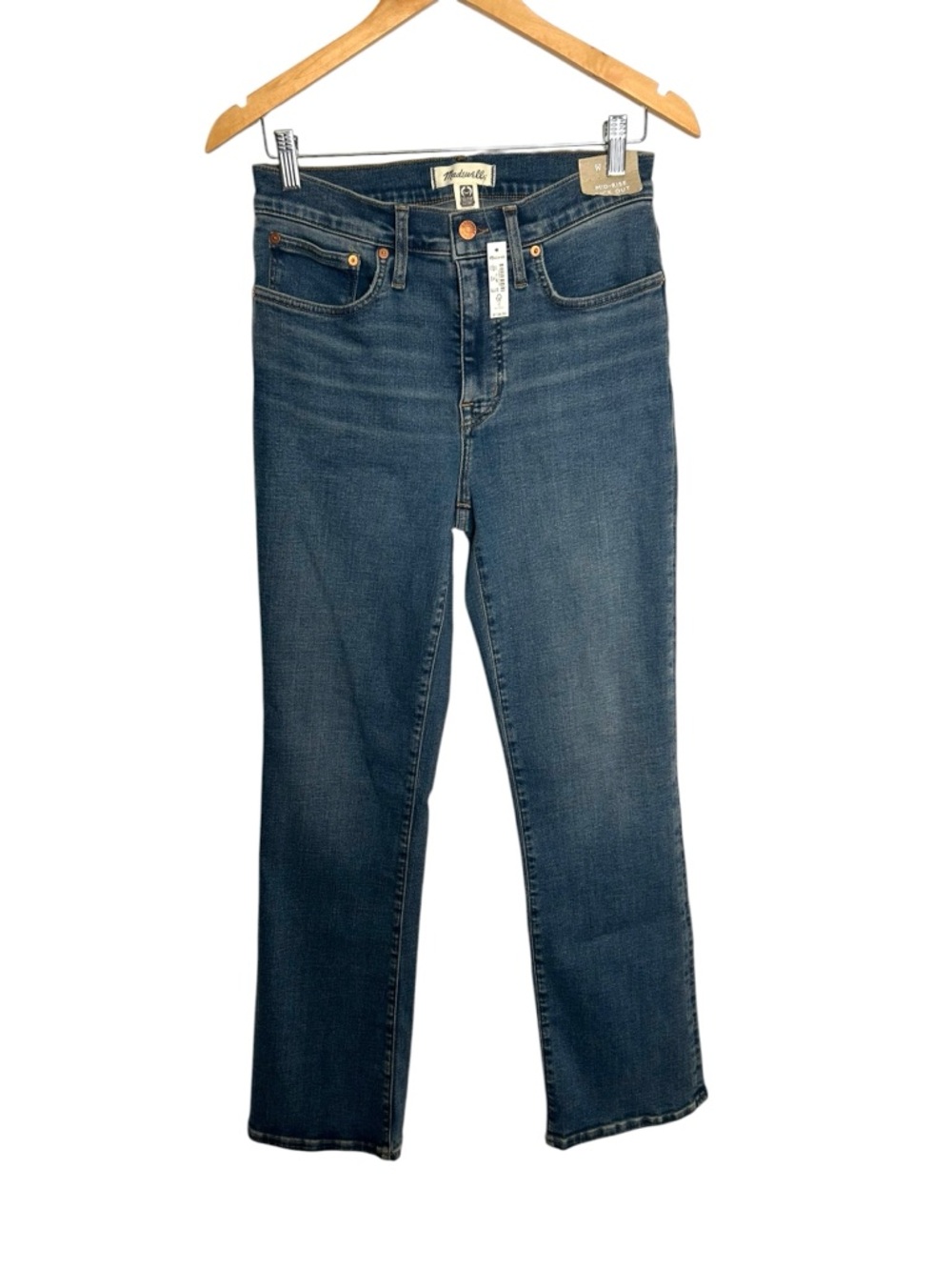 Madewell Tall Mid-Rise Kick Out Crop Stretch Jeans in Size 27 - Picture 2 of 8